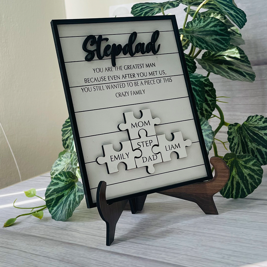Personalized Dad Puzzle Wooden Sign, Father's Day Puzzle Sign, Gift for Dad, Custom Dad Sign