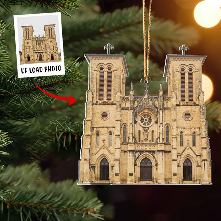 Custom Photo Ornament, Church Photo Ornament, Religious Ornament, Personalized Christmas Gifts for Pastor, Priest, Vicar, Jesus, God Lover | Church