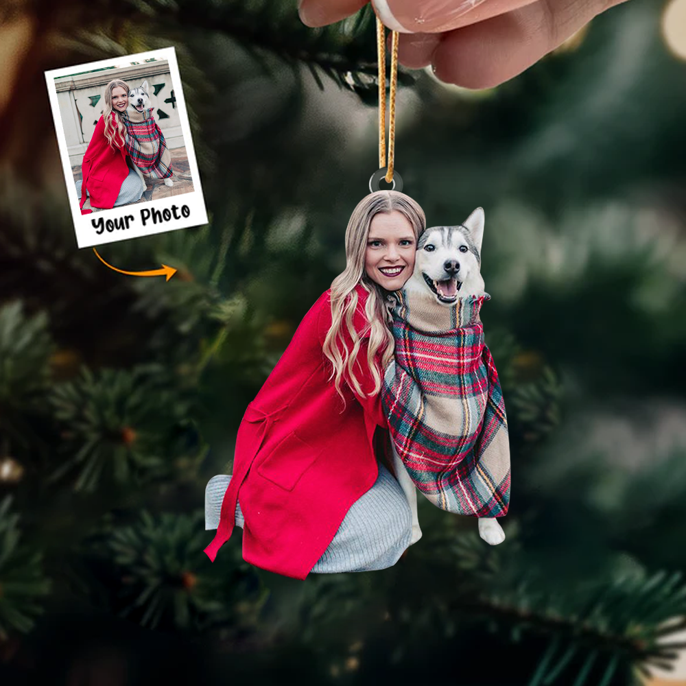 Custom Photo Ornament - Christmas Gift For Family Members, Dog Lovers, Dog Mom, Dog Dad | Vit