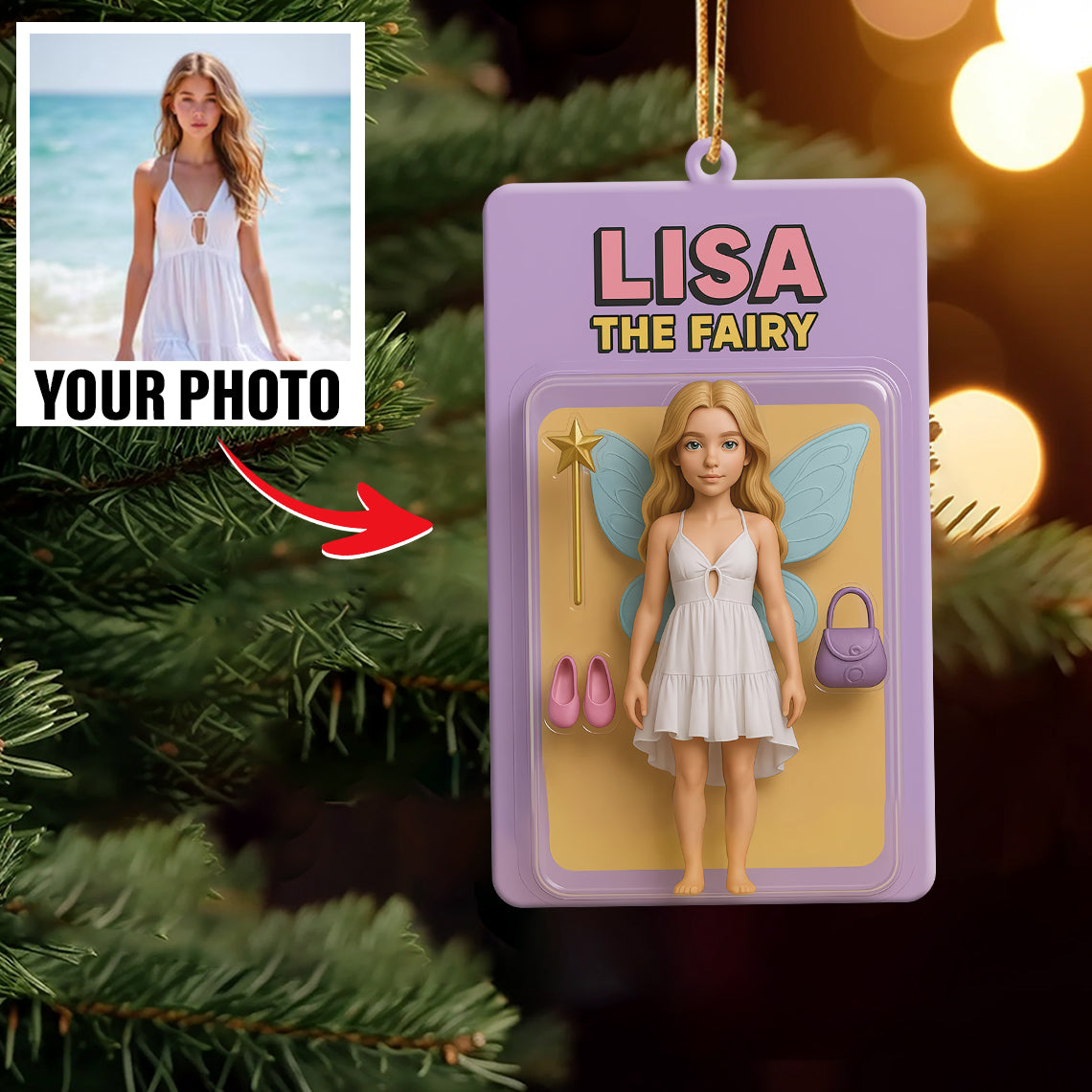 Turn Your Photo into an Action Figure - Custom Photo Ornament Toy Box Portrait | Fairy