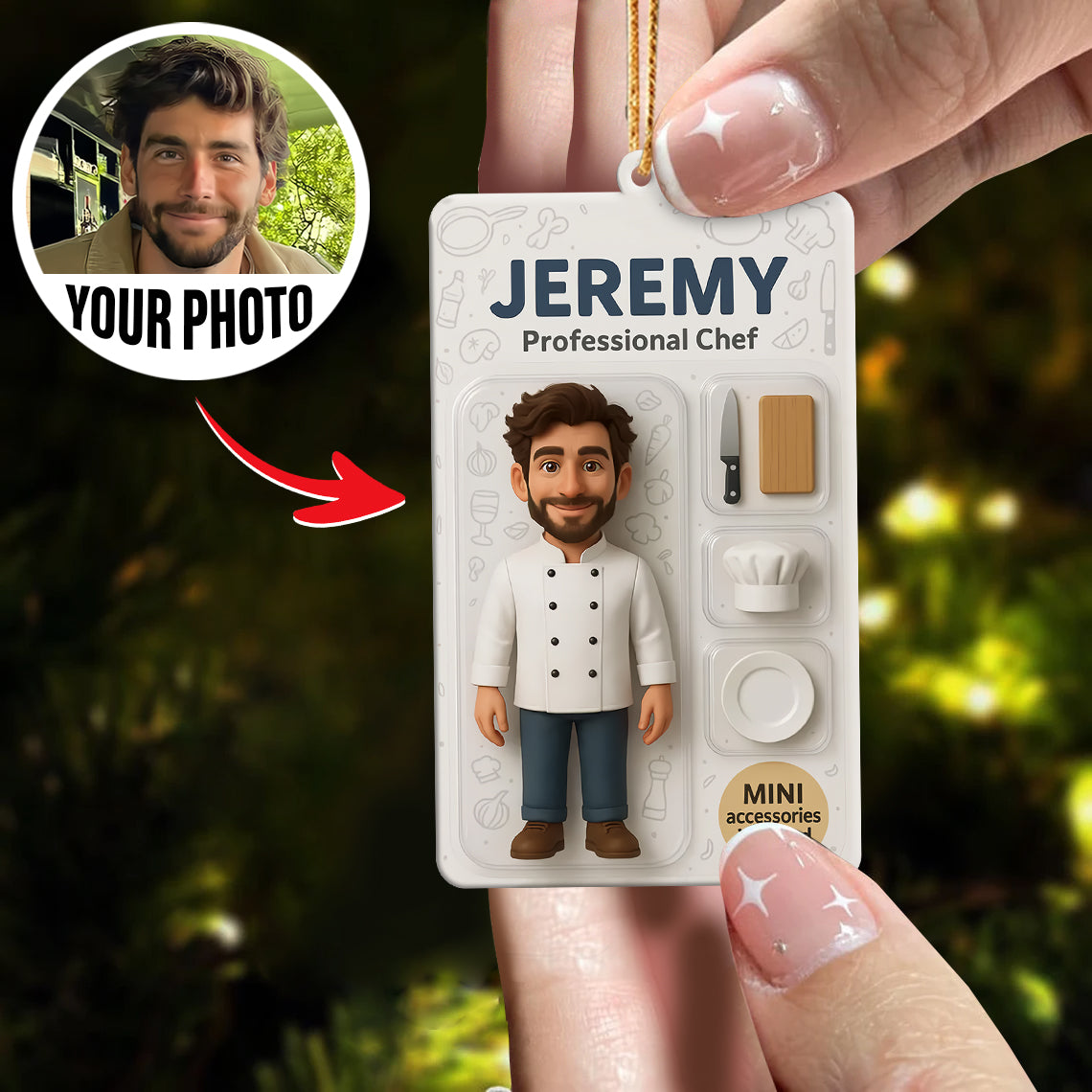 Turn Your Photo into an Action Figure - Custom Photo Ornament Toy Box Portrait | Chef