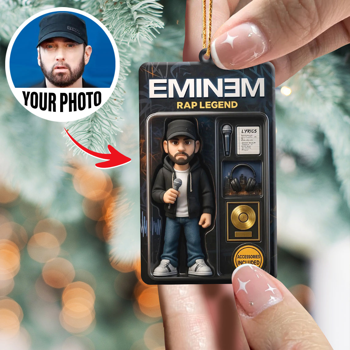 Turn Your Photo into an Action Figure - Custom Photo Ornament Toy Box Portrait | Rap Legend