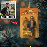 Turn Your Photo into an Action Figure - Custom Photo Ornament Toy Box Portrait | Cowboy