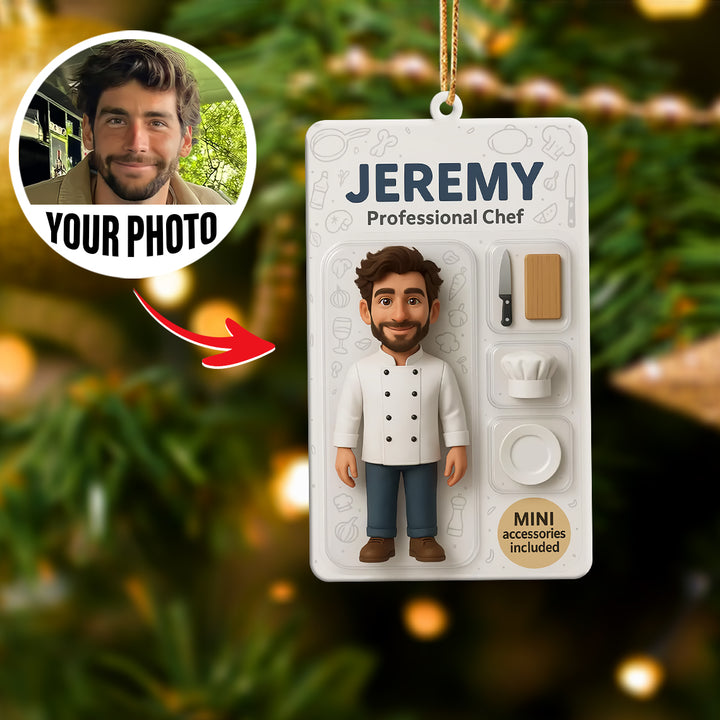 Turn Your Photo into an Action Figure - Custom Photo Ornament Toy Box Portrait | Chef