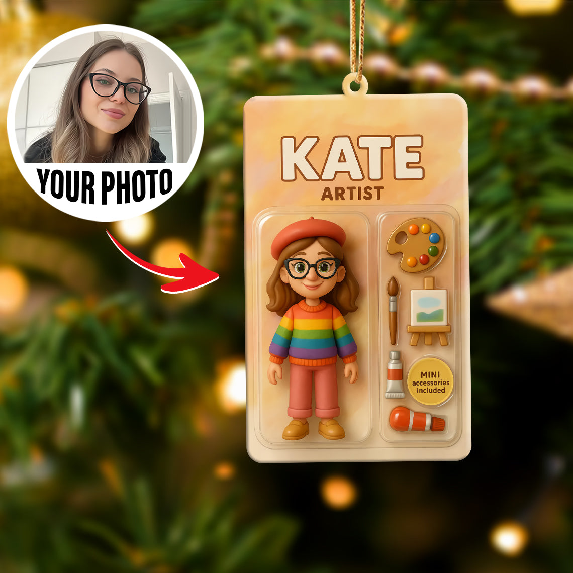 Turn Your Photo into an Action Figure - Custom Photo Ornament Toy Box Portrait | Artist