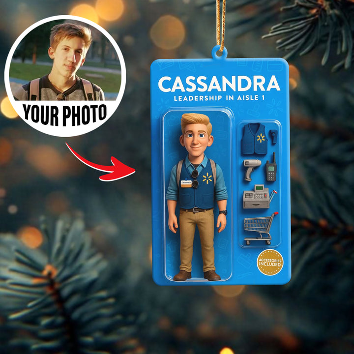 Turn Your Photo into an Action Figure - Custom Photo Ornament Toy Box Portrait | Retail Worker