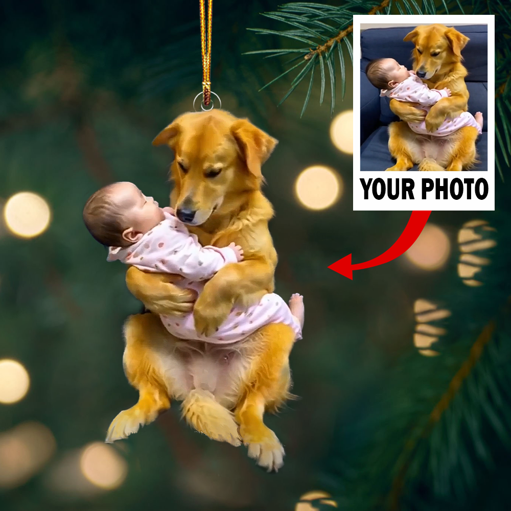 Personalized Photo Ornament - Christmas Gift For Family Member, Friends - Customized Your Photo Dog and Baby Ornament | Dog and Kids