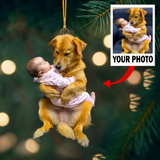 Personalized Photo Ornament - Christmas Gift For Family Member, Friends - Customized Your Photo Dog and Baby Ornament | Dog and Kids