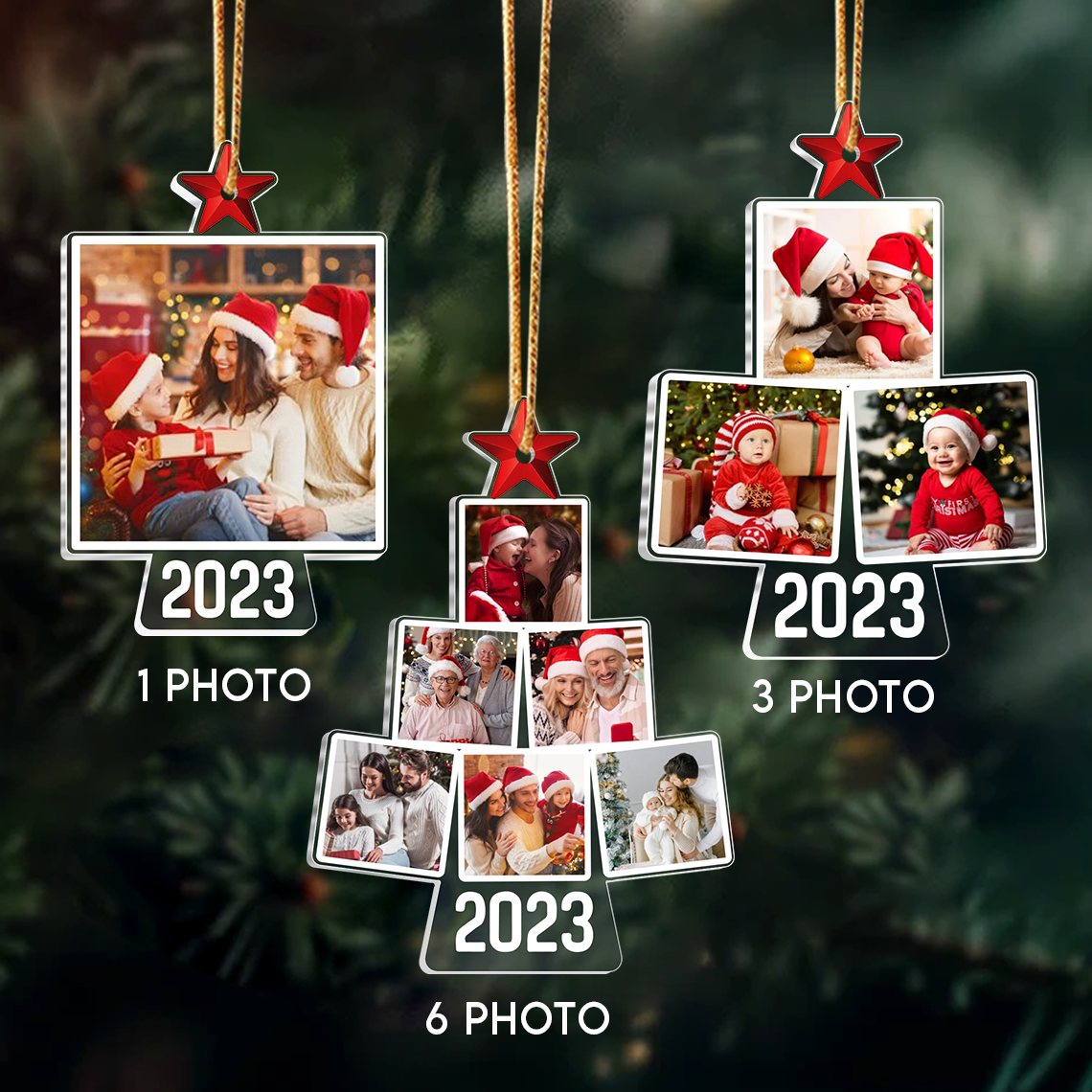 Couple Photo Christmas Tree Ornament, Personalized Acrylic Photo Tree Ornament, Christmas Gift For Couple, Gift For Him, Her, Wife Husband | Tree 3