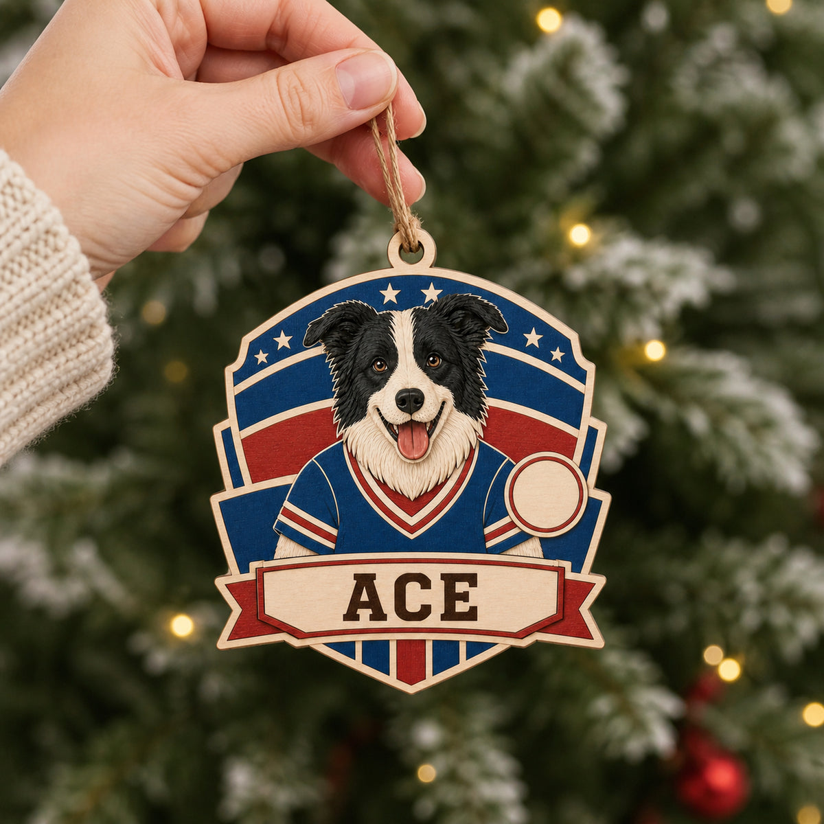 Personalized Sports Jersey Pup Photo Wood Ornament - Custom Pet Keepsake - image 6
