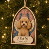 Personalized Stained Glass Style Pet Memorial Photo Wood Ornament - Custom Pet Keepsake - image 1