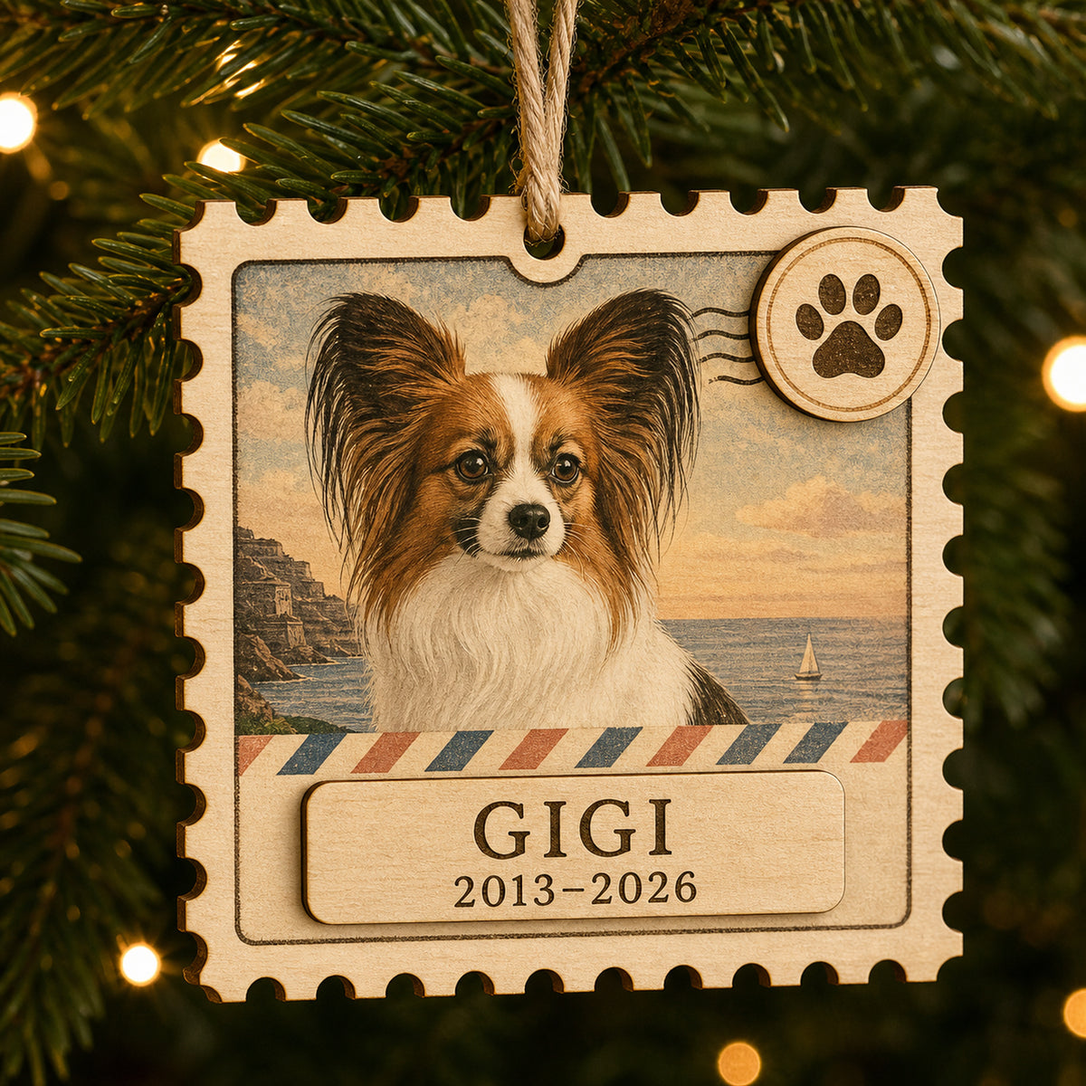 Personalized Forever Postcard Pet Memorial Photo Wood Ornament - Custom Pet Keepsake - image 1