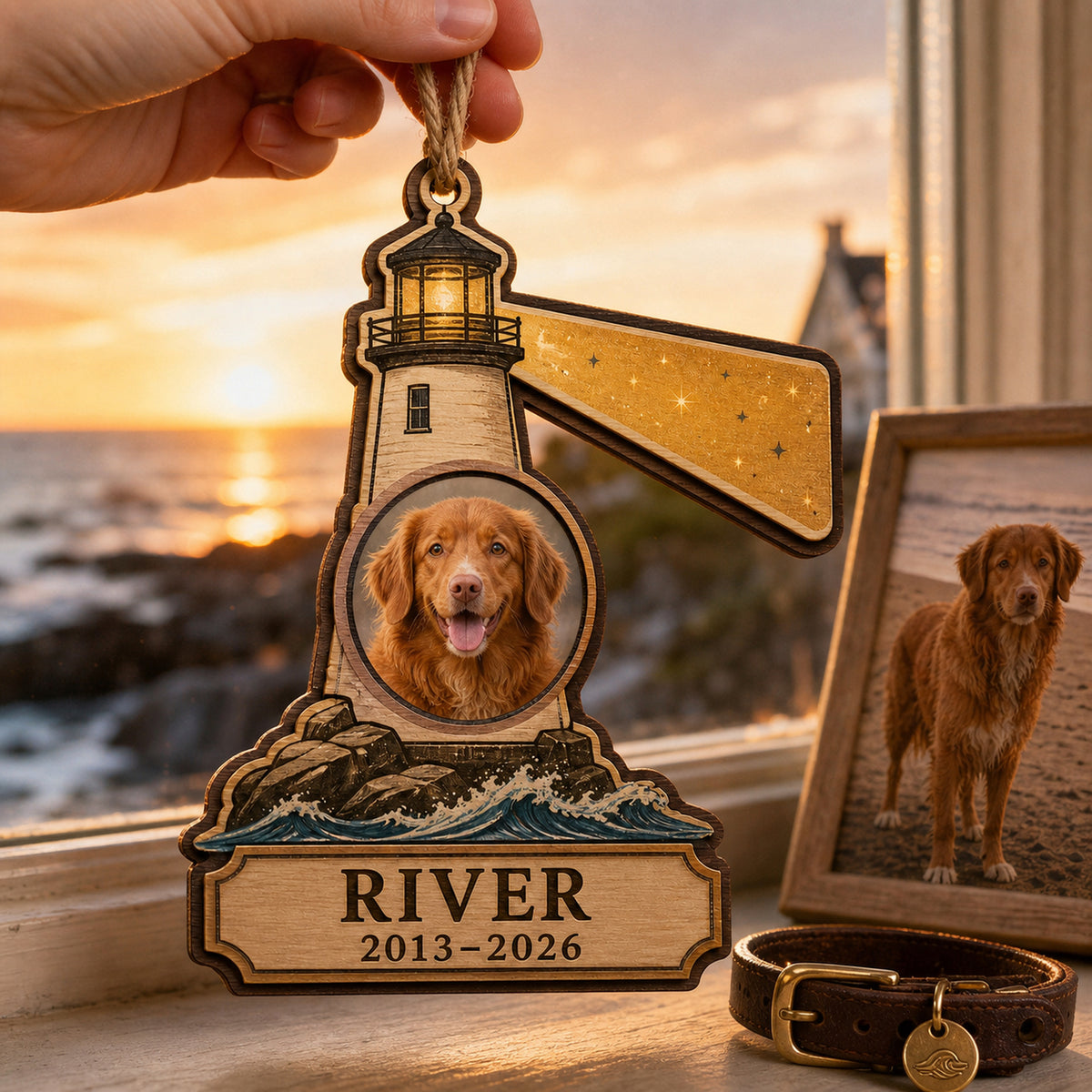 Personalized Guiding Light Pet Memorial Photo Wood Ornament - Custom Pet Keepsake - image 4