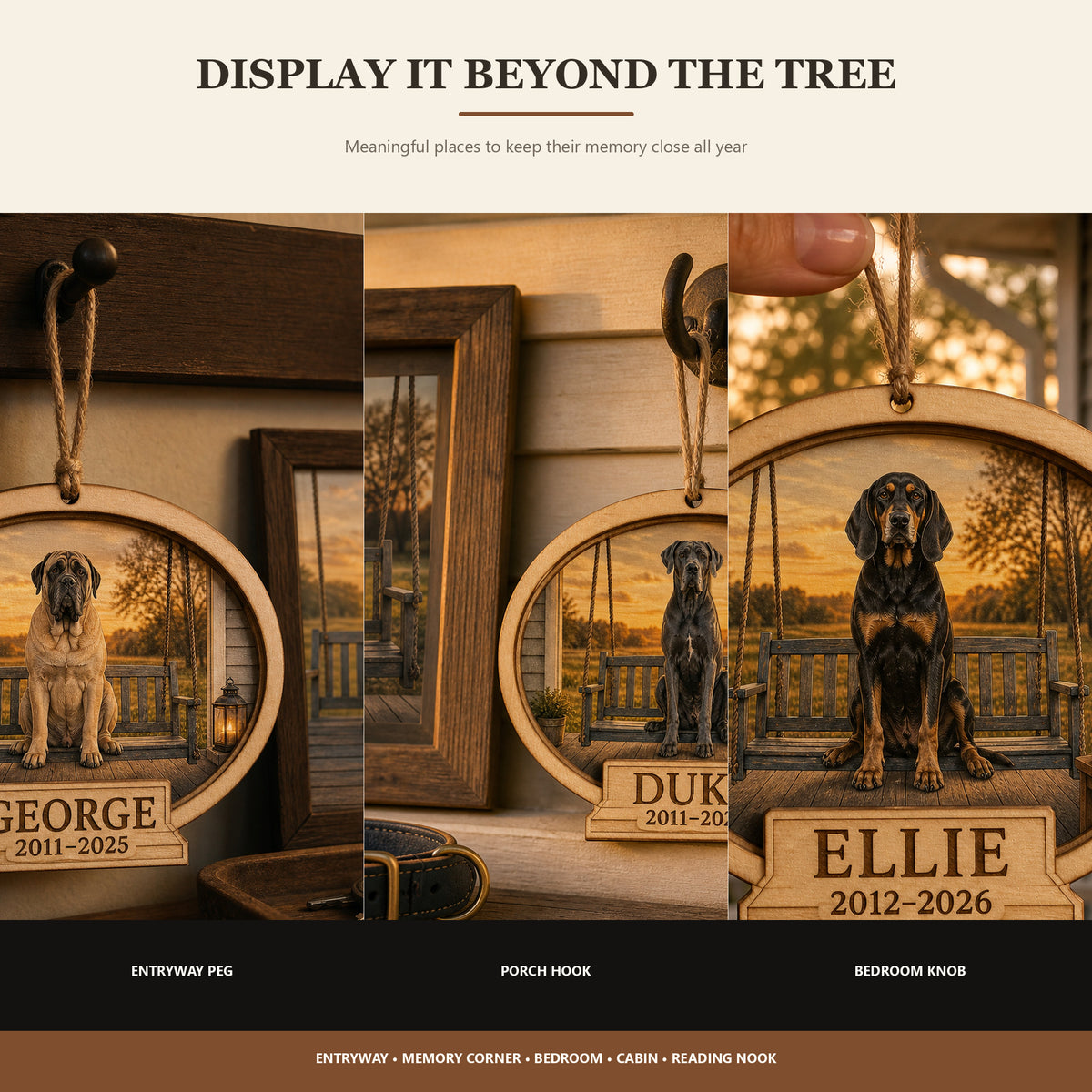 Personalized Porch Swing Pet Memorial Photo Wood Ornament - Custom Pet Keepsake - image 2