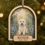 Personalized Secret Garden Pet Memorial Photo Wood Ornament - Custom Pet Keepsake - image 1