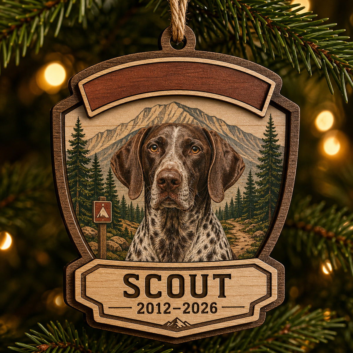 Personalized Trail Guardian Pet Memorial Photo Wood Ornament - Custom Pet Keepsake - image 1