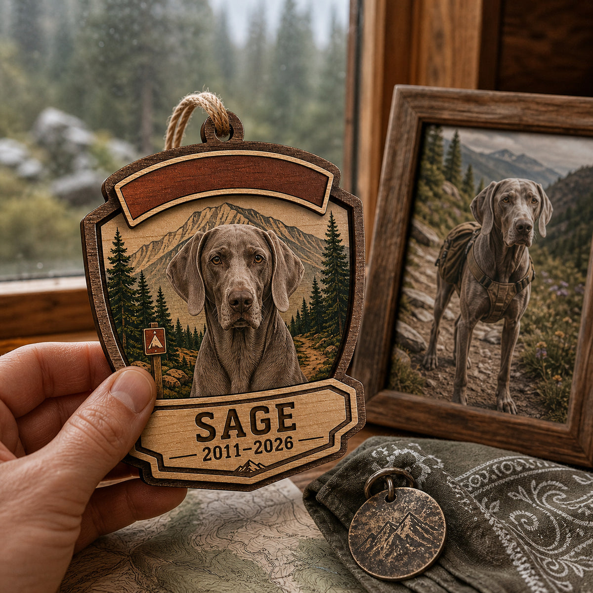 Personalized Trail Guardian Pet Memorial Photo Wood Ornament - Custom Pet Keepsake - image 4