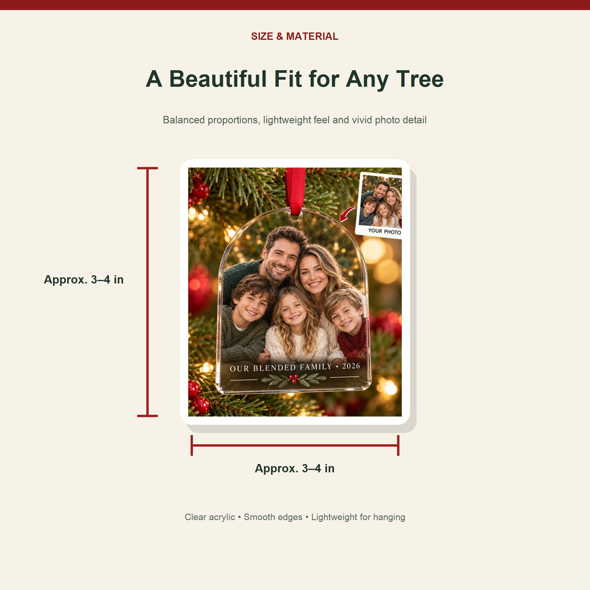 Personalized Blended Family Acrylic Ornament - Custom Photo Keepsake - image 3