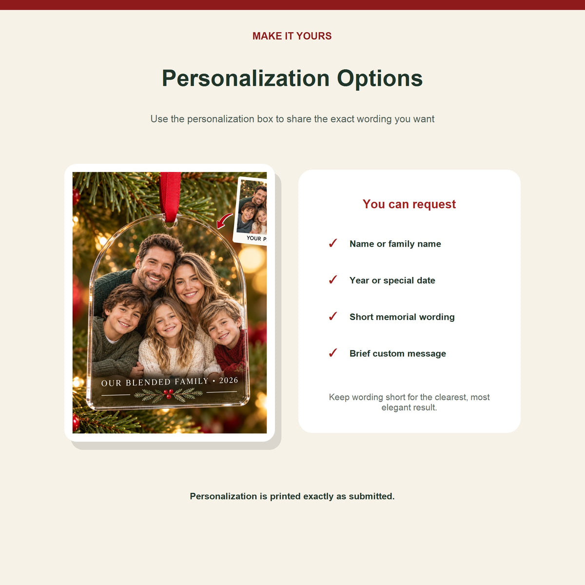 Personalized Blended Family Acrylic Ornament - Custom Photo Keepsake - image 7