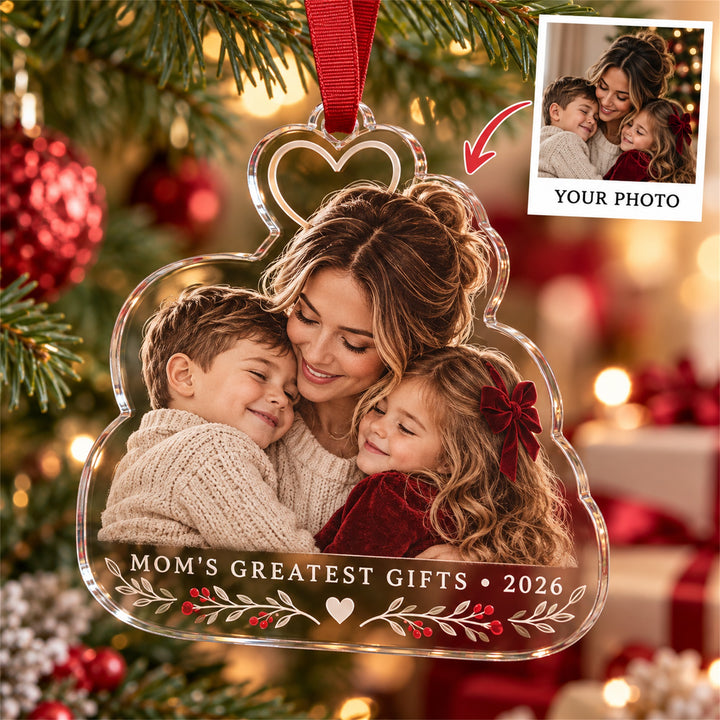 Personalized Single Mom Kids Acrylic Ornament - Custom Photo Keepsake - image 1