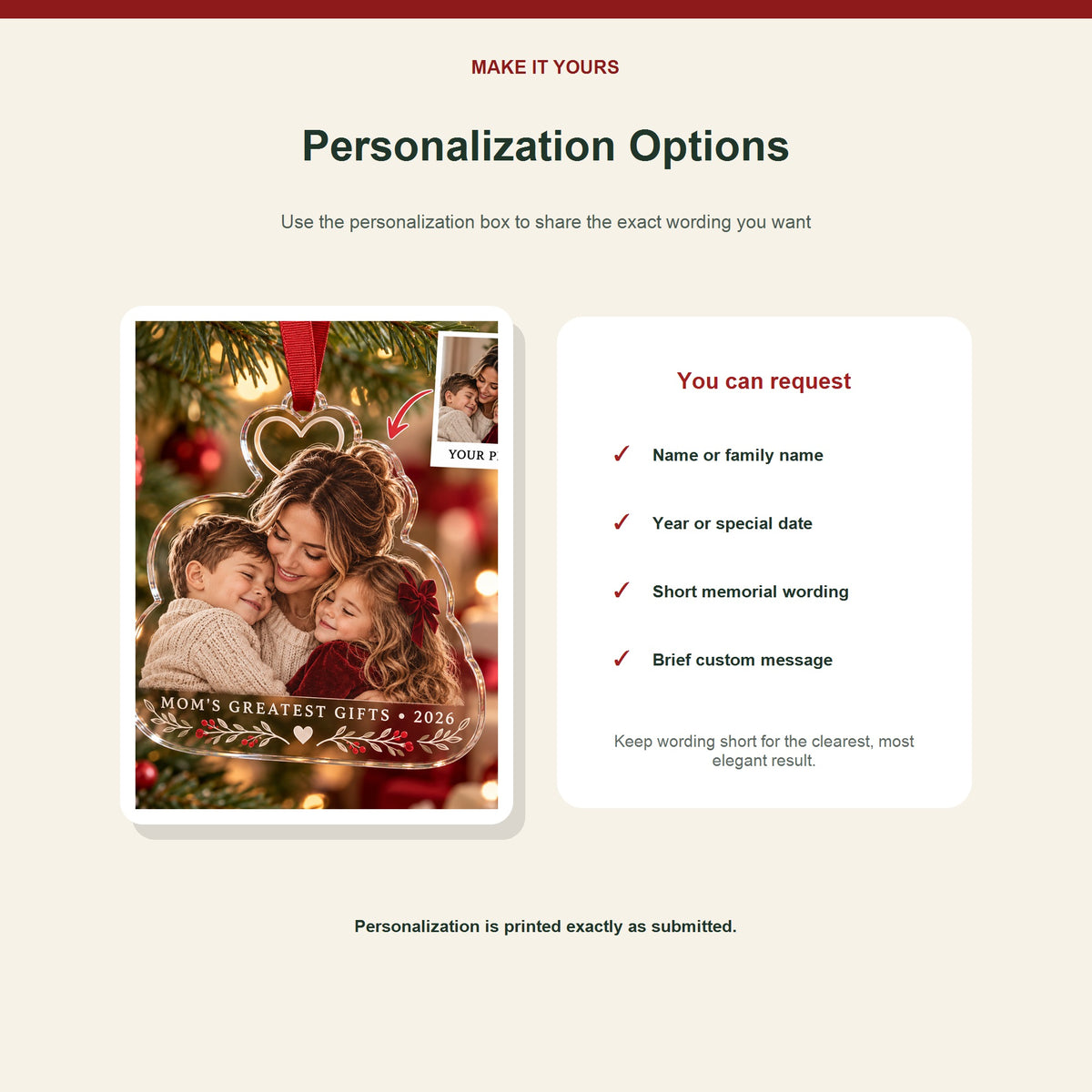 Personalized Single Mom Kids Acrylic Ornament - Custom Photo Keepsake - image 7