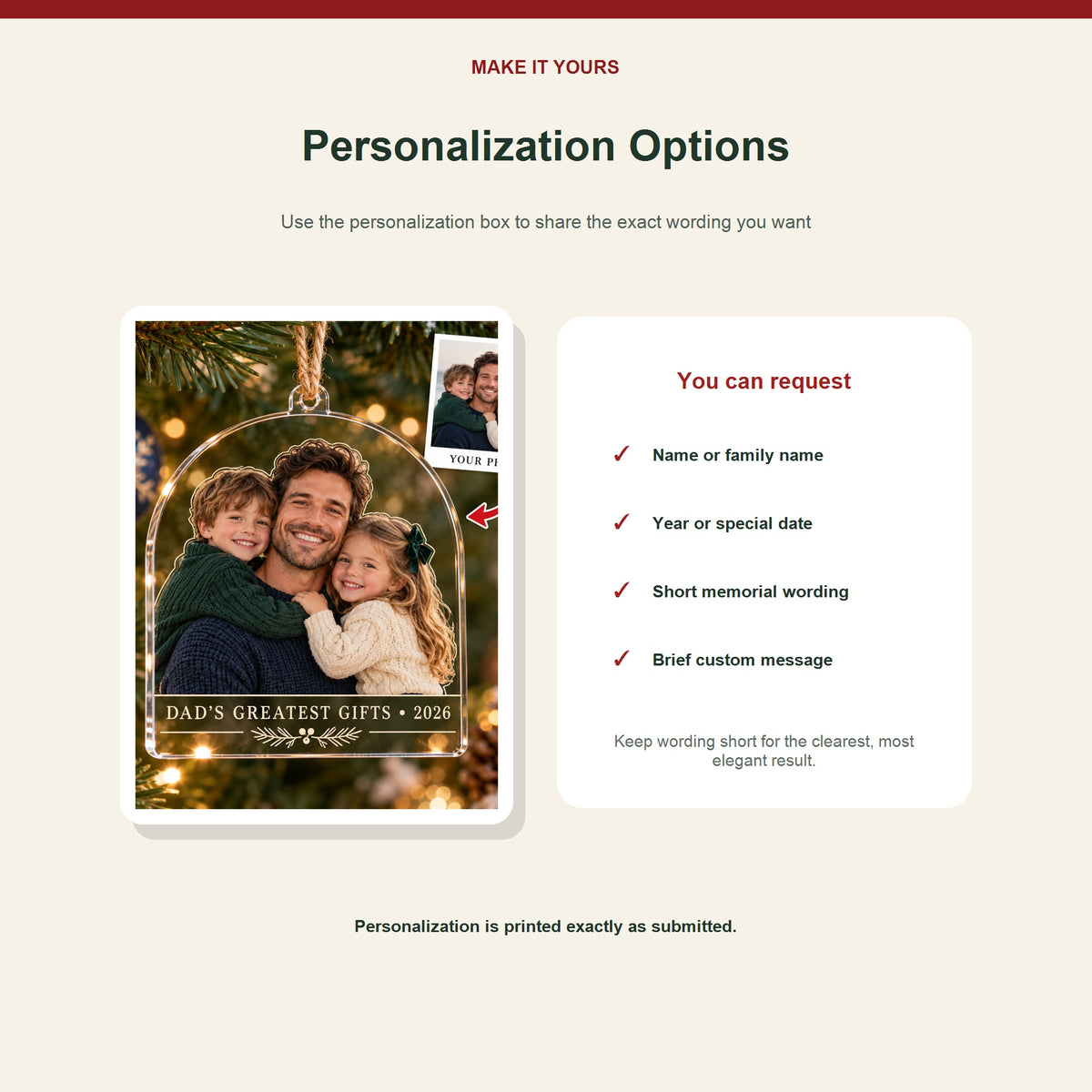 Personalized Single Dad Kids Acrylic Ornament - Custom Photo Keepsake - image 7