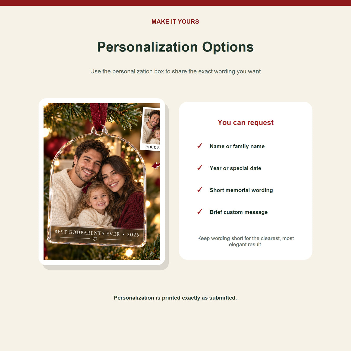Personalized Godparents Acrylic Ornament - Custom Photo Keepsake - image 7