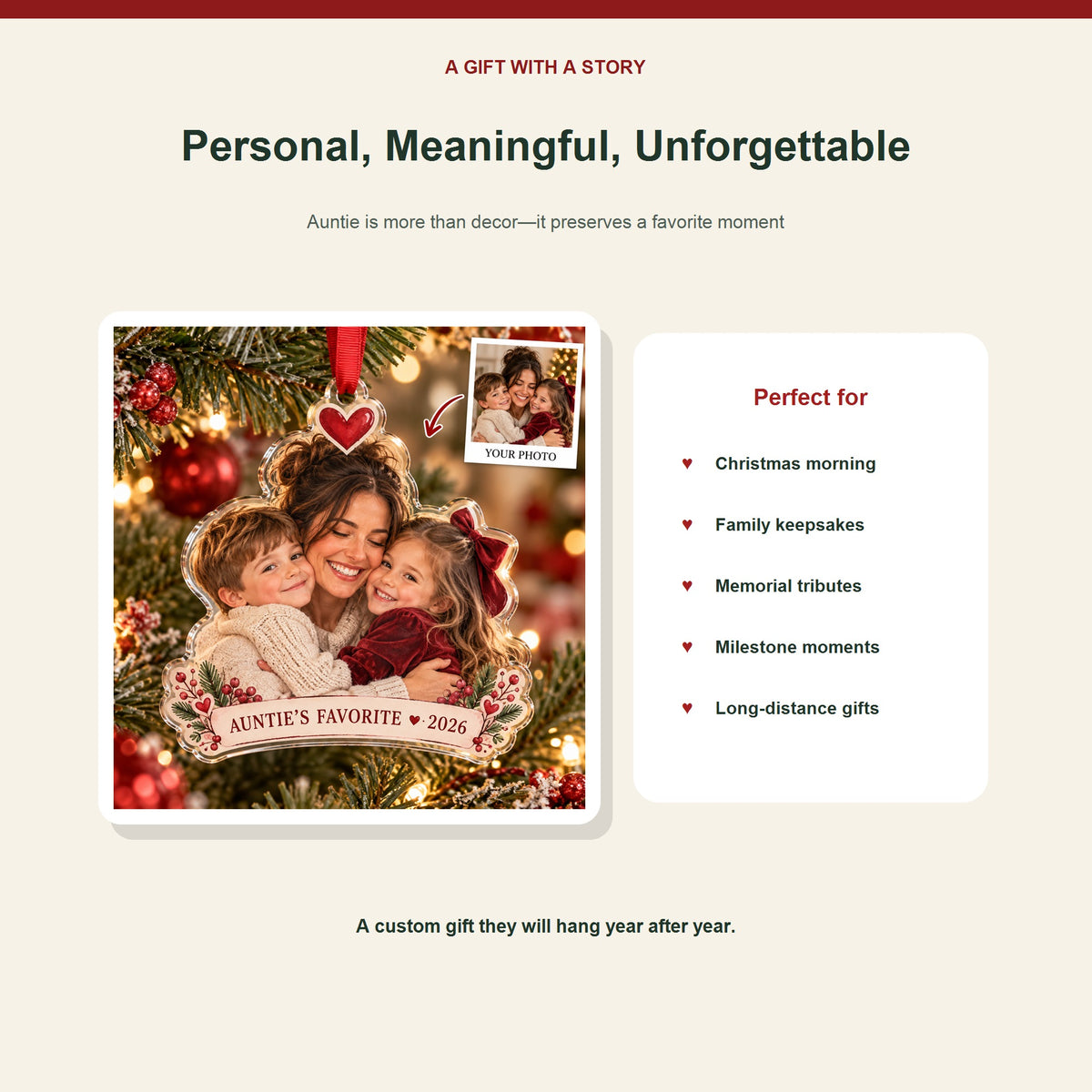 Personalized Auntie Acrylic Ornament - Custom Photo Keepsake - image 5