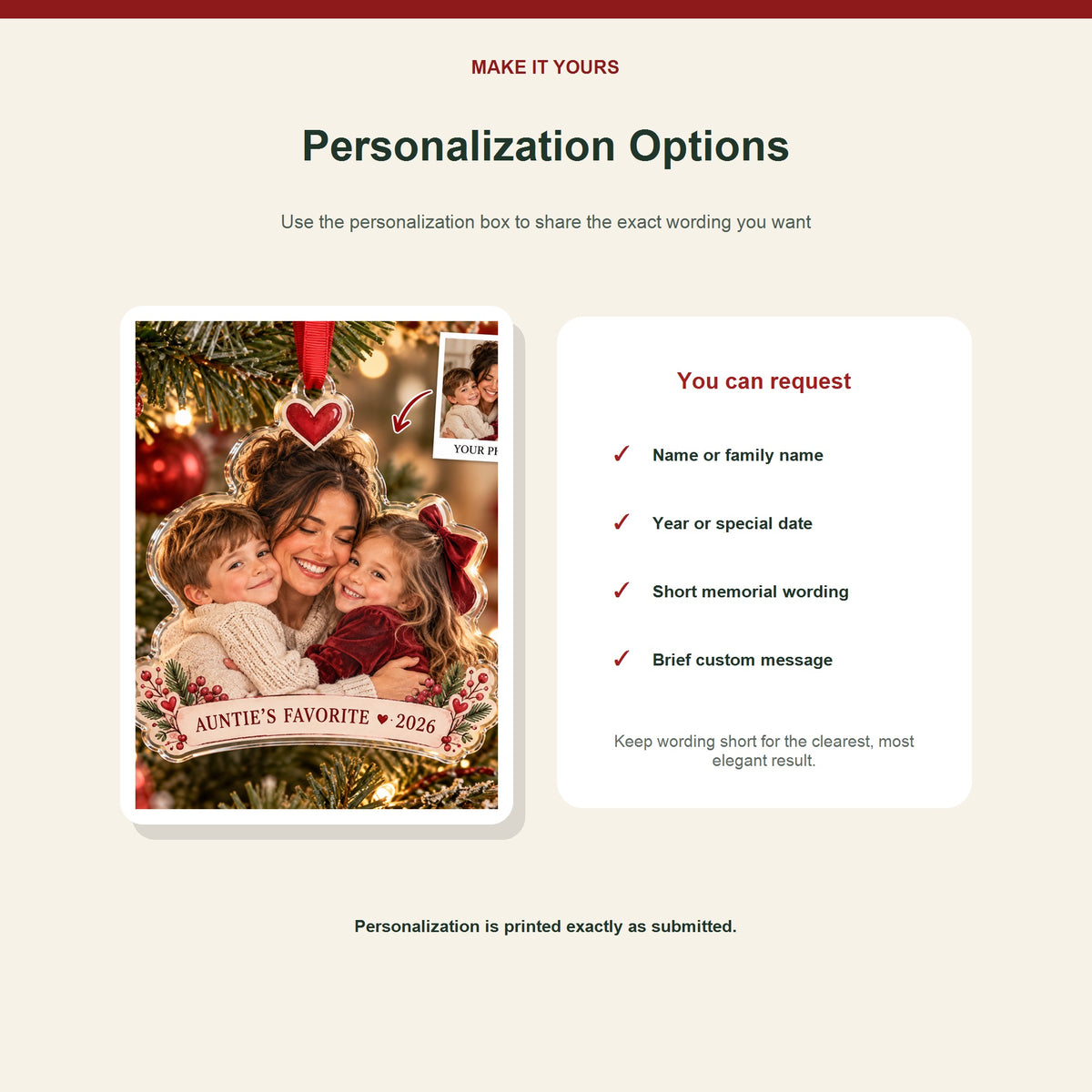 Personalized Auntie Acrylic Ornament - Custom Photo Keepsake - image 7