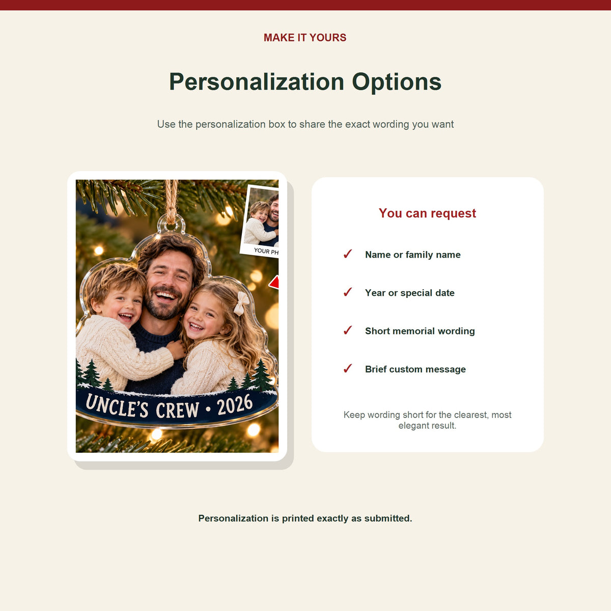 Personalized Uncle Acrylic Ornament - Custom Photo Keepsake - image 7