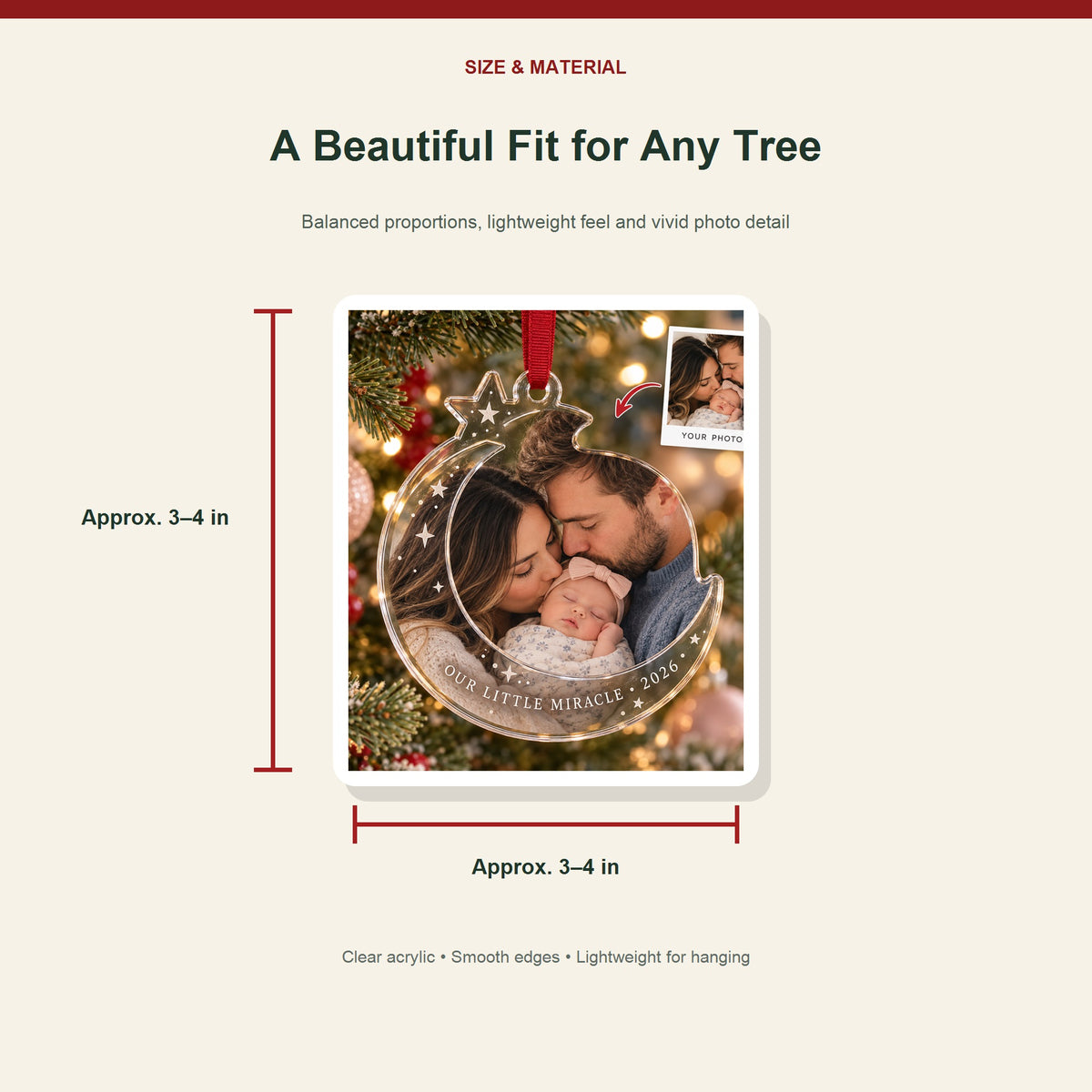 Personalized IVF Miracle Baby Acrylic Ornament - Custom Photo Keepsake - image 3