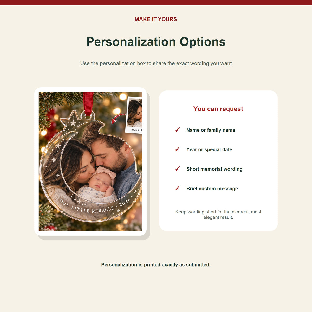 Personalized IVF Miracle Baby Acrylic Ornament - Custom Photo Keepsake - image 7