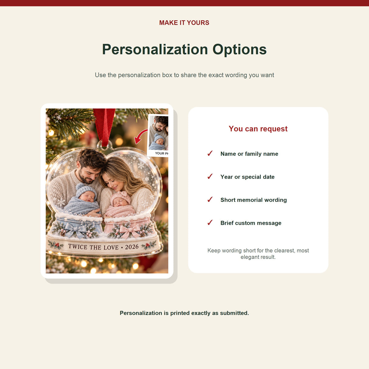 Personalized Twins First Christmas Acrylic Ornament - Custom Photo Keepsake - image 7