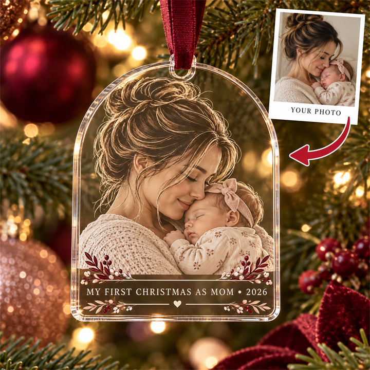 Personalized First Christmas Mom Acrylic Ornament - Custom Photo Keepsake - image 1