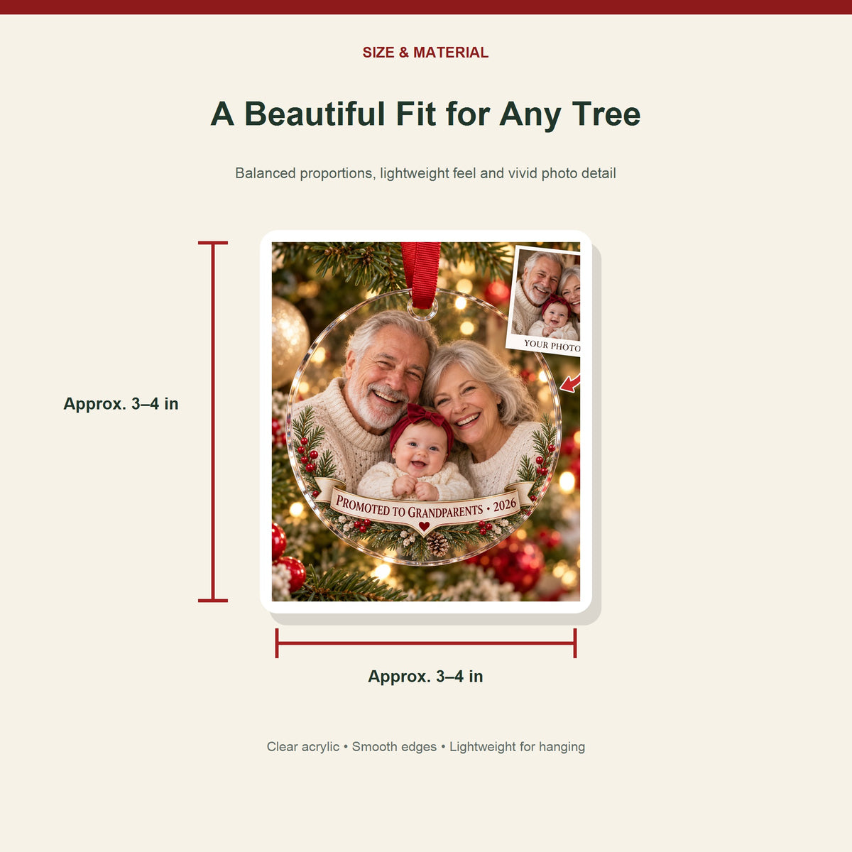 Personalized New Grandparents Acrylic Ornament - Custom Photo Keepsake - image 3