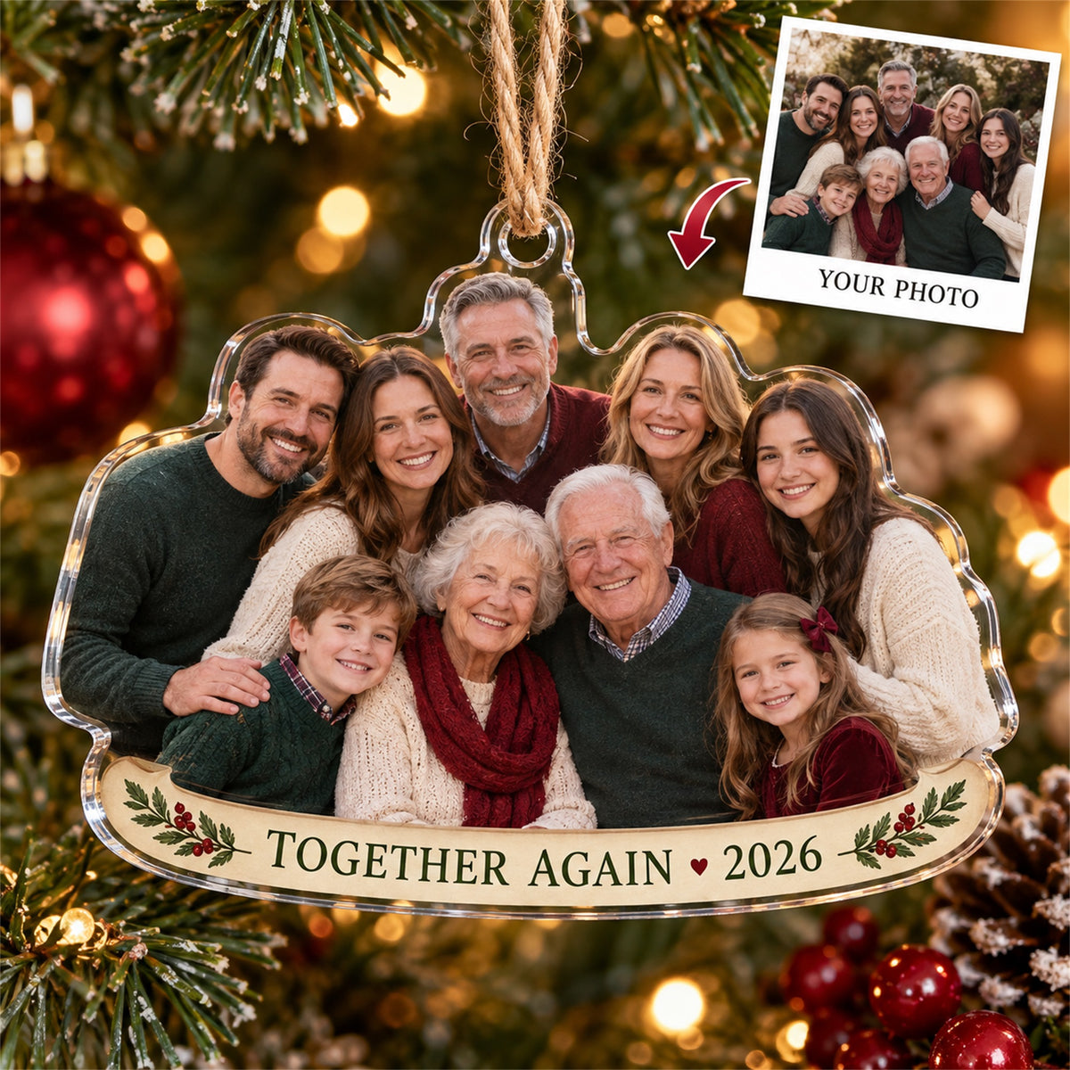 Personalized Family Reunion Acrylic Ornament - Custom Photo Keepsake - image 1