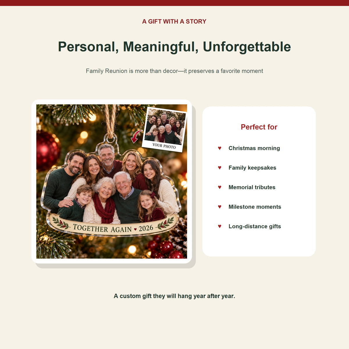 Personalized Family Reunion Acrylic Ornament - Custom Photo Keepsake - image 5