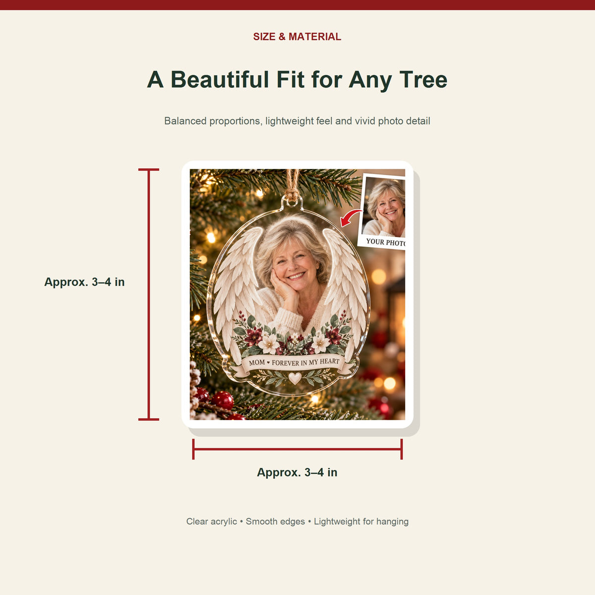 Personalized Mom Memorial Acrylic Ornament - Custom Photo Keepsake - image 3