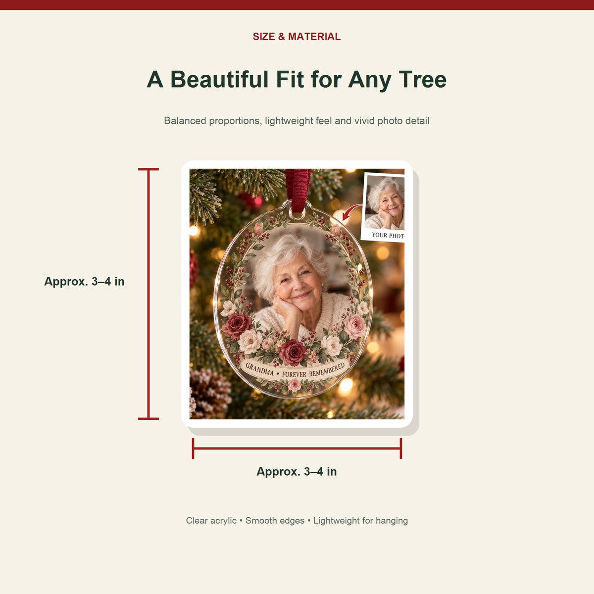 Personalized Grandparent Memorial Acrylic Ornament - Custom Photo Keepsake - image 3