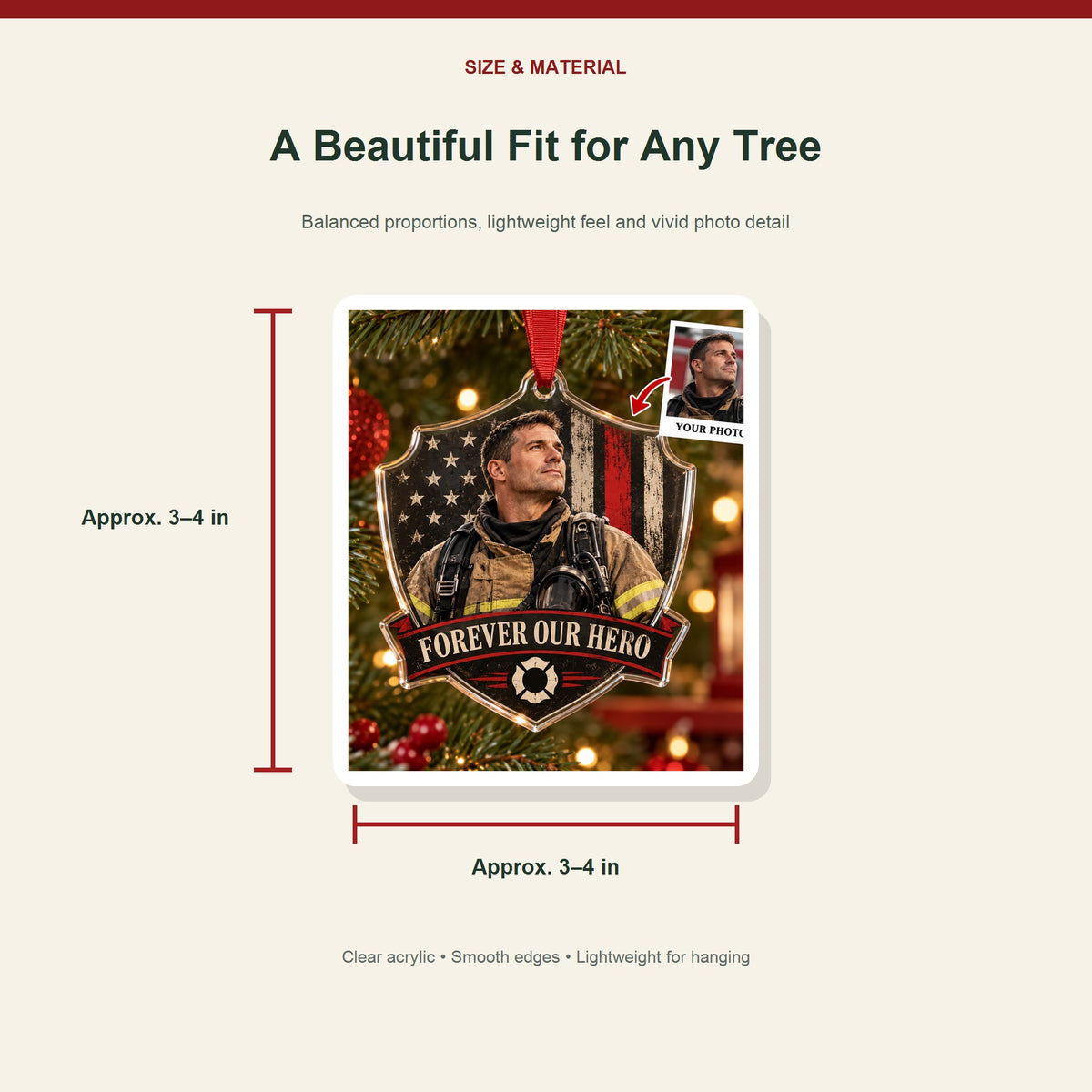 Personalized Firefighter Memorial Acrylic Ornament - Custom Photo Keepsake - image 3