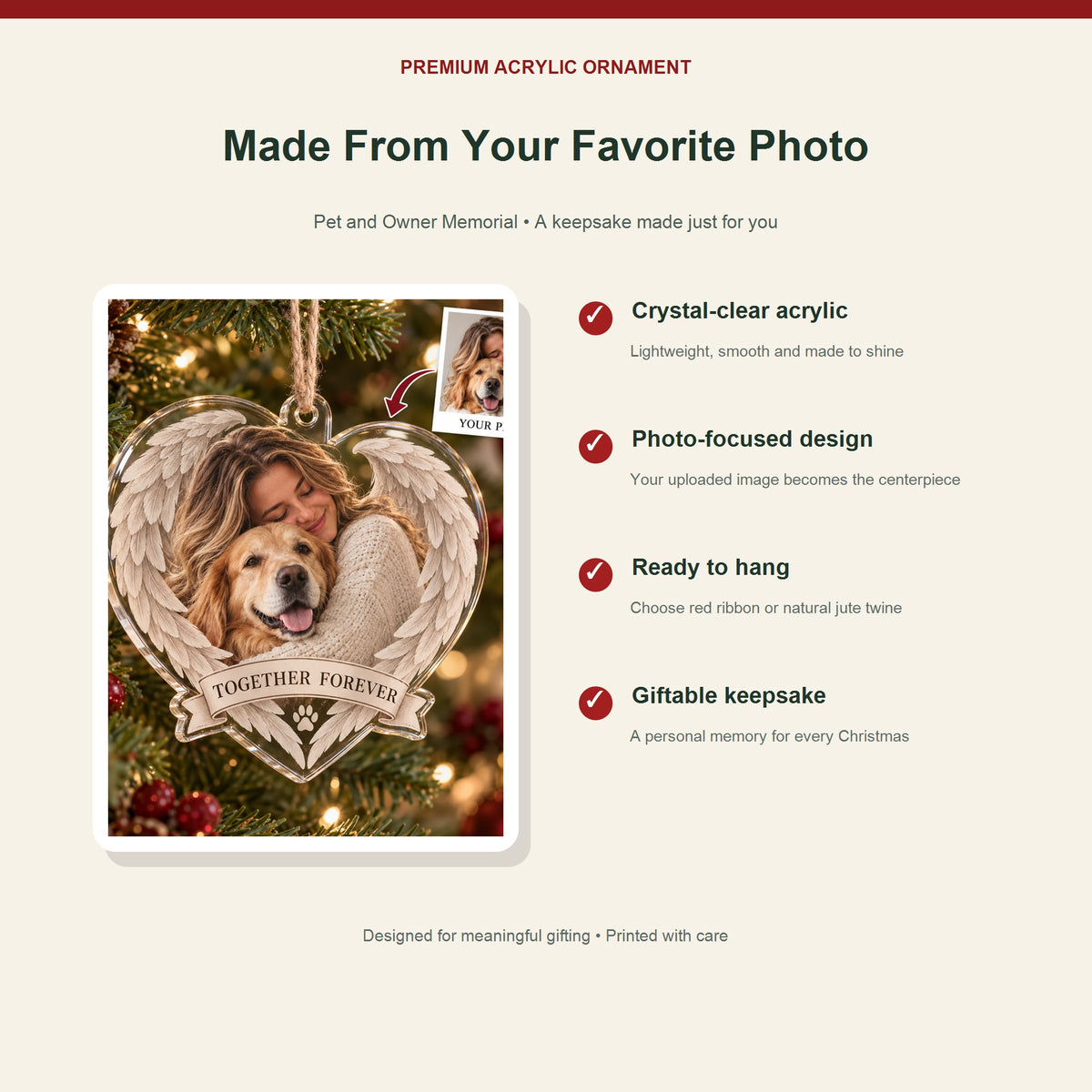 Personalized Pet Owner Memorial Acrylic Ornament - Custom Photo Keepsake - image 2