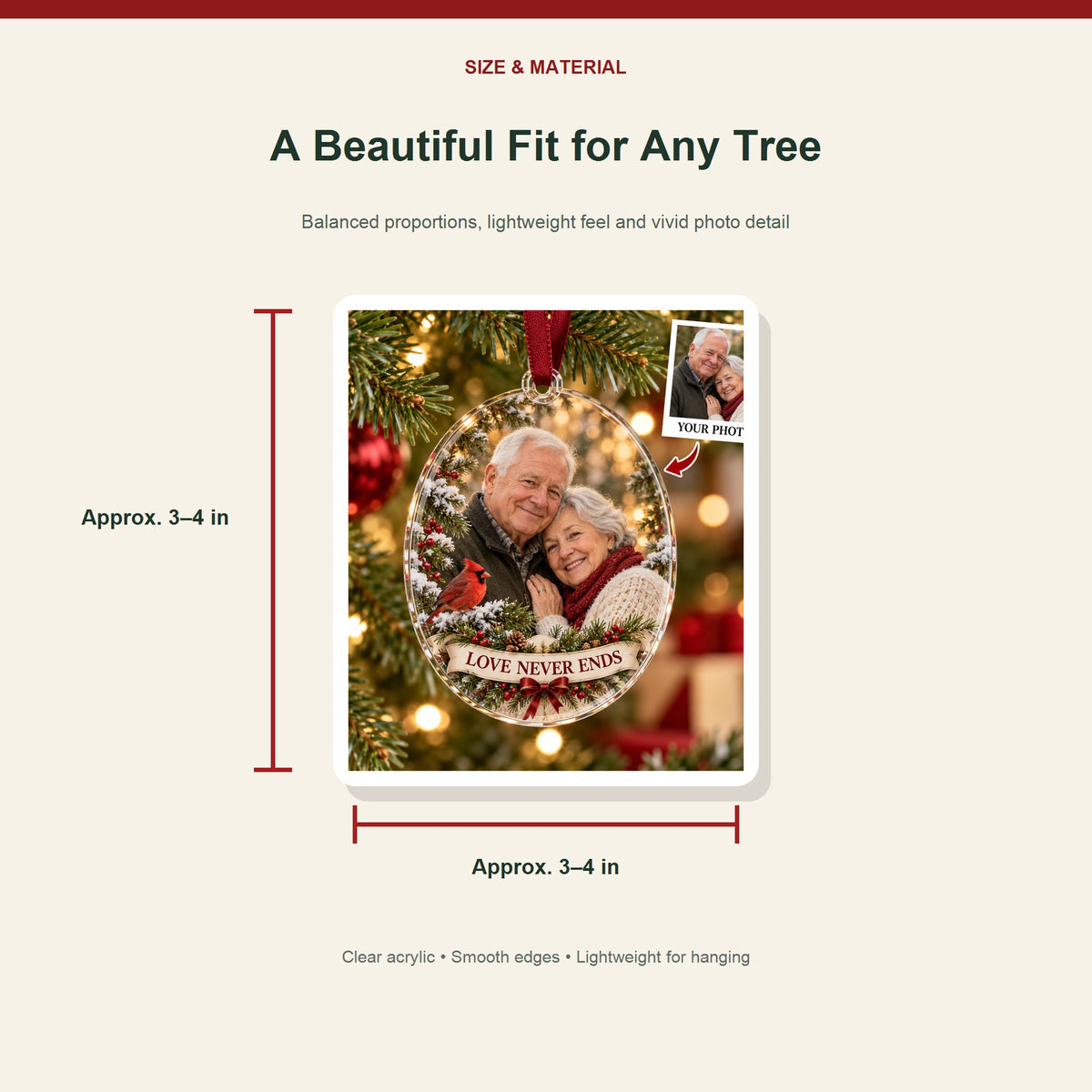 Personalized Memorial Couple Cardinal Acrylic Ornament - Custom Photo Keepsake - image 3