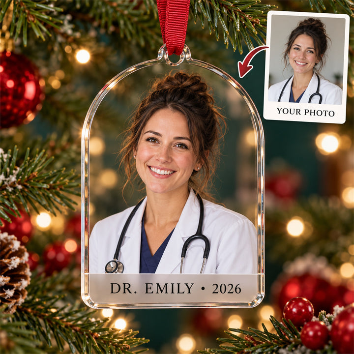 Personalized Doctor Photo Acrylic Ornament - Custom Christmas Keepsake - image 1