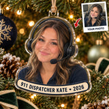 Personalized 911 Dispatcher Photo Acrylic Ornament - Custom Christmas Keepsake - image 1