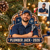 Personalized Plumber Photo Acrylic Ornament - Custom Christmas Keepsake - image 1