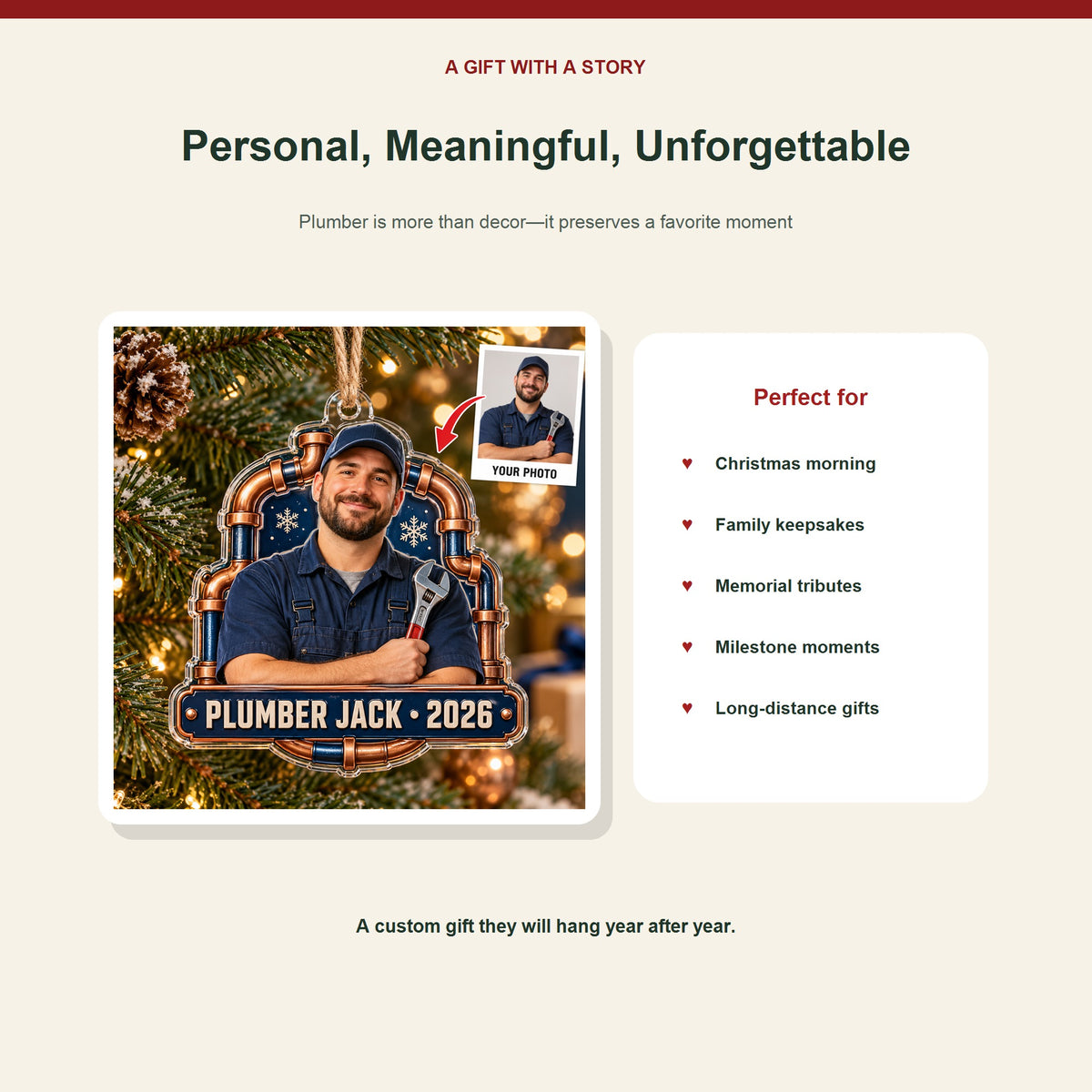 Personalized Plumber Photo Acrylic Ornament - Custom Christmas Keepsake - image 5
