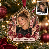 Personalized Hairstylist Photo Acrylic Ornament - Custom Christmas Keepsake - image 1