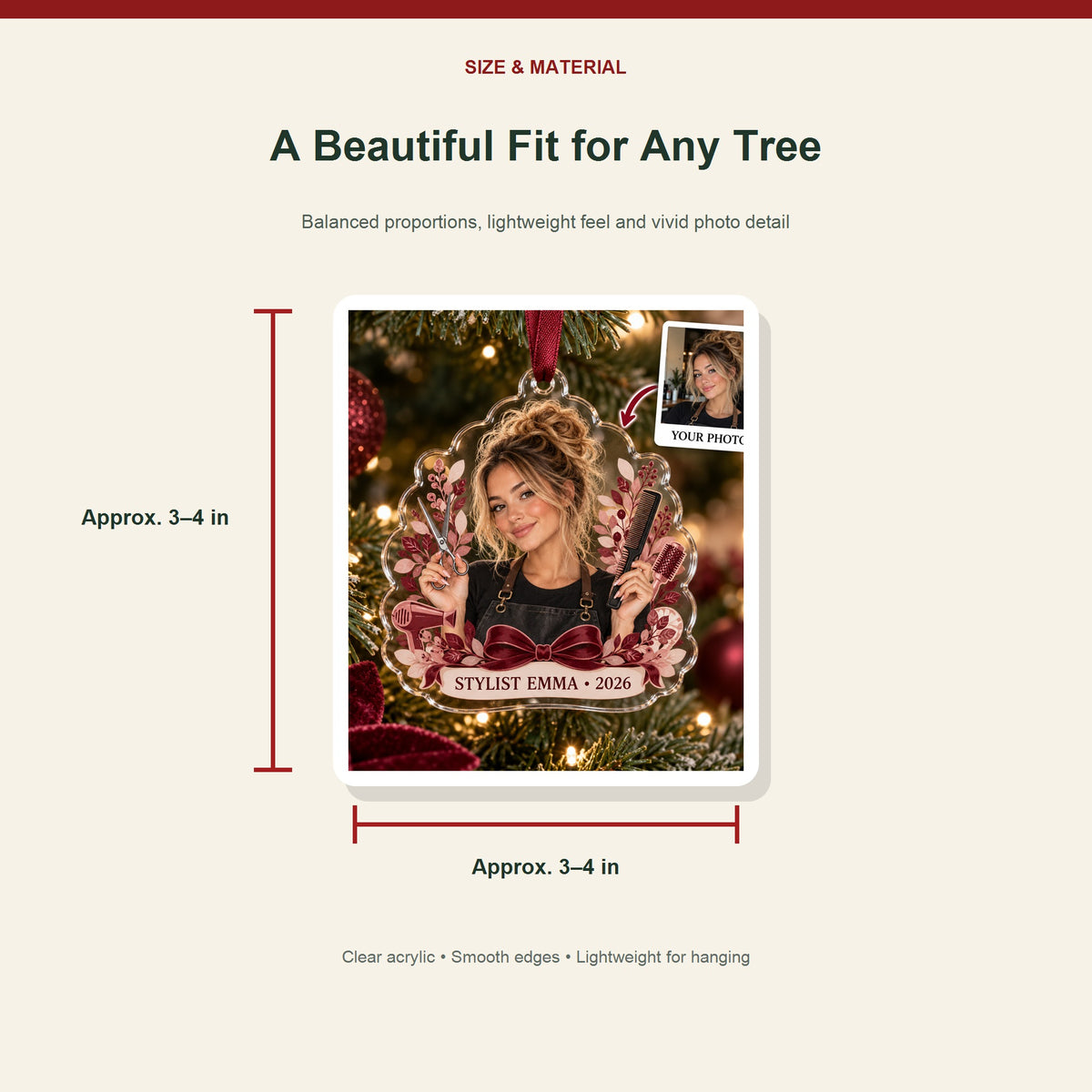 Personalized Hairstylist Photo Acrylic Ornament - Custom Christmas Keepsake - image 3