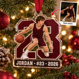 Personalized Basketball Photo Acrylic Ornament - Custom Athlete Christmas Keepsake - image 1