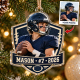 Personalized Football Photo Acrylic Ornament - Custom Athlete Christmas Keepsake - image 1